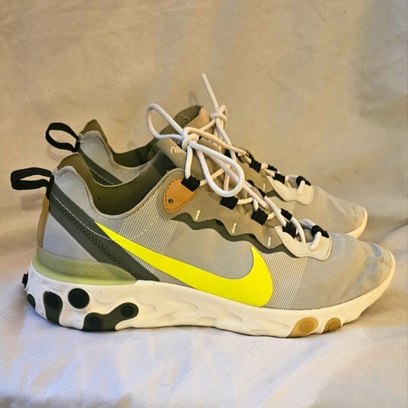 Nike React Element 55 Women's 8 Gray Volt Athletic Running Shoes Sneakers - Picture 3 of 9